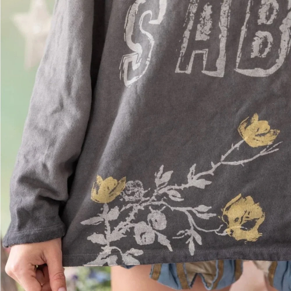 NWT! Magnolia Pearl Gray Black Sabbath Graphic Sweatshirt Floral ~ OS - Picture 4 of 15
